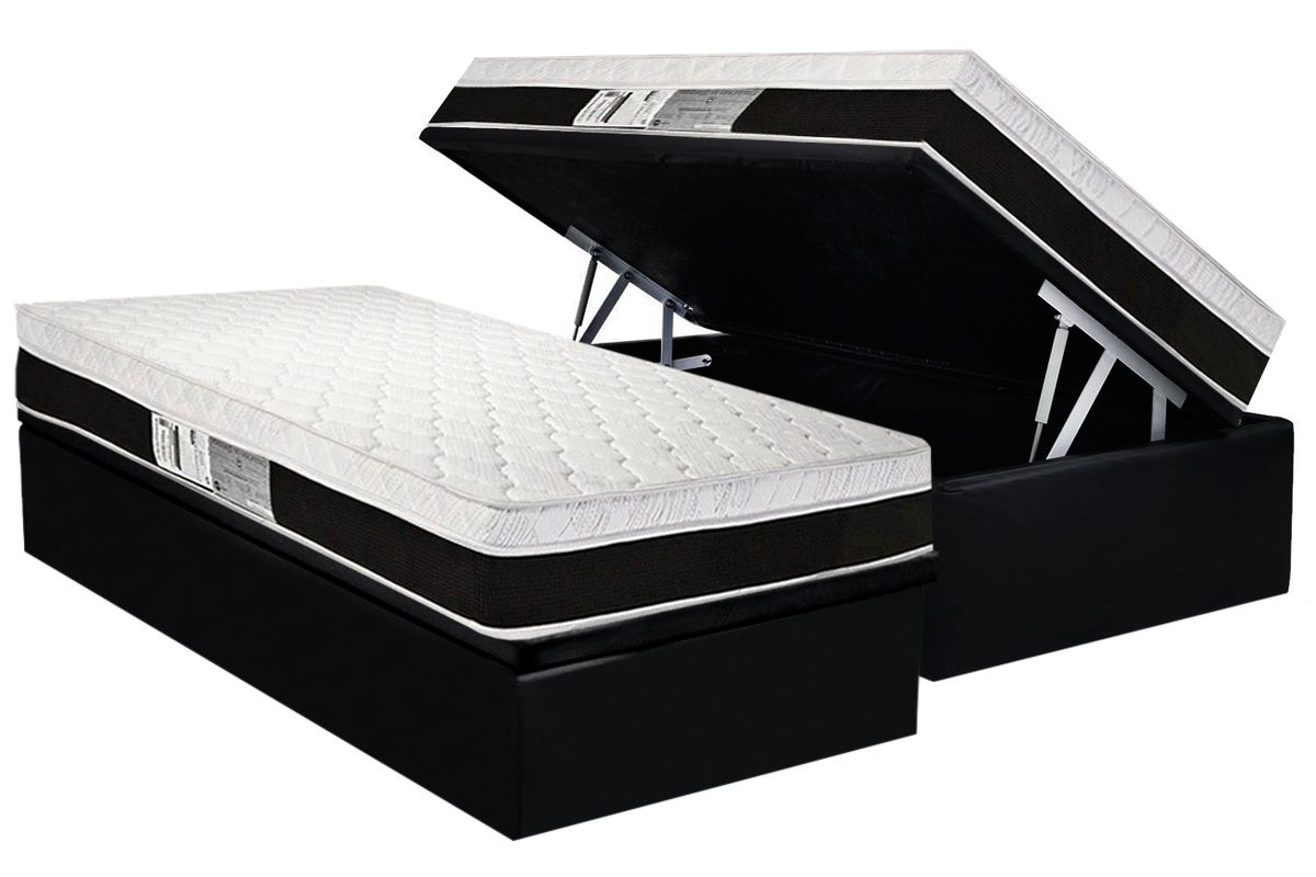 Cama Box Baú CRC +Colchão Molas Roma Luckspuma