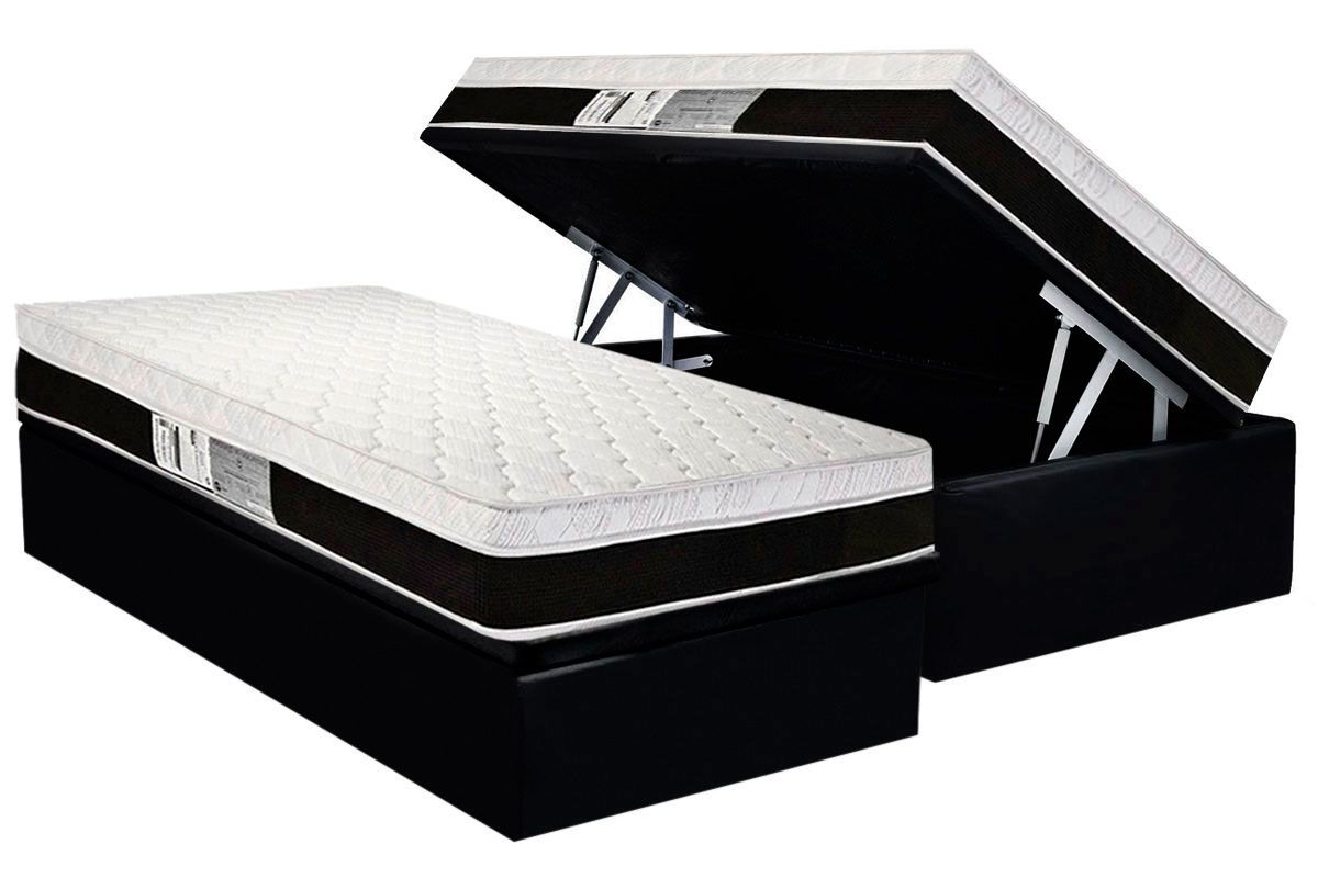 Cama Box Baú CRC +Colchão Molas Roma Luckspuma