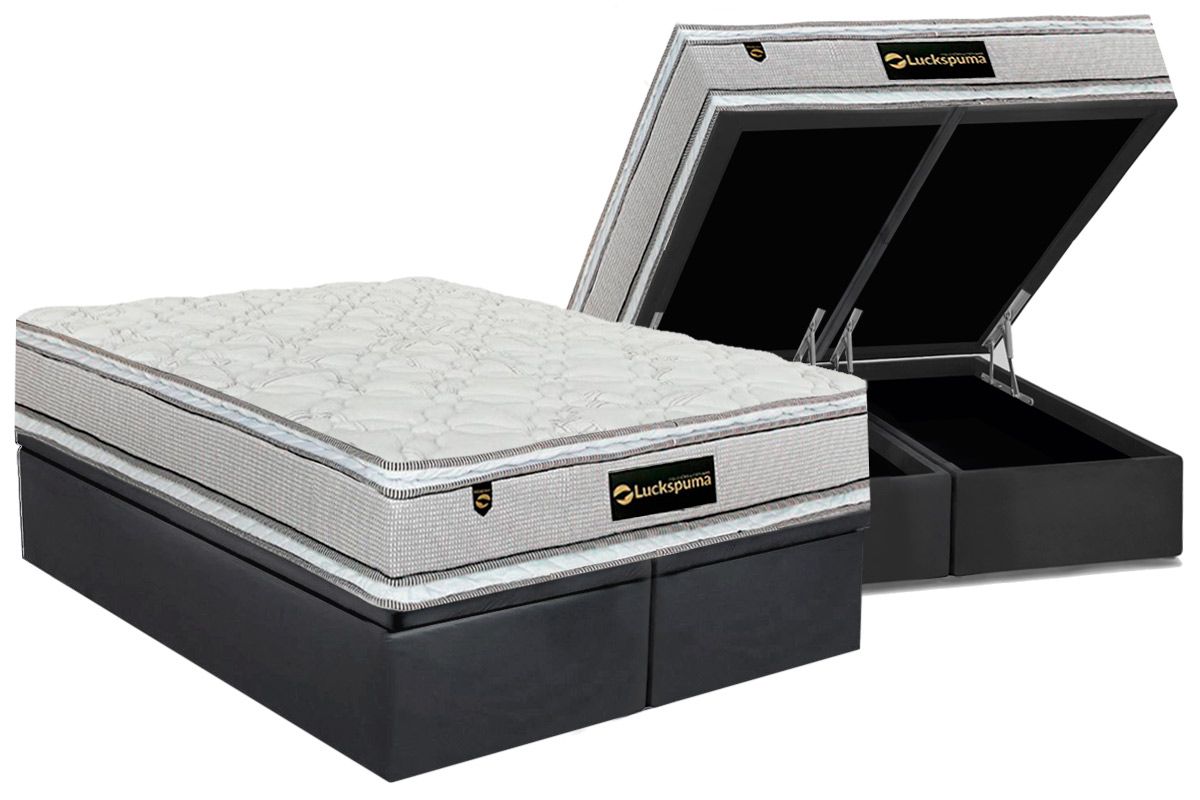Cama Box Baú CRC +Colchão Molas Faction Luckspuma