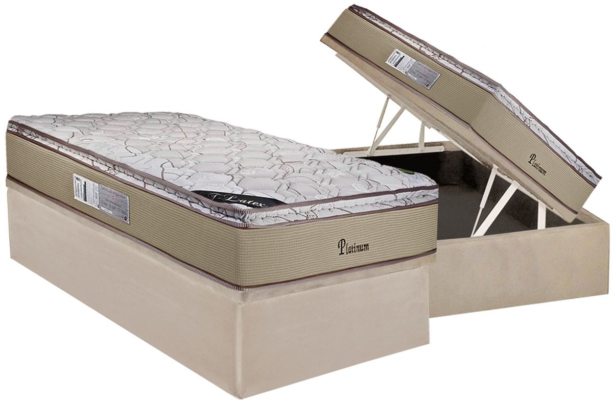 Cama Box Baú CRC +Colchão Molas Platinum Luckspuma
