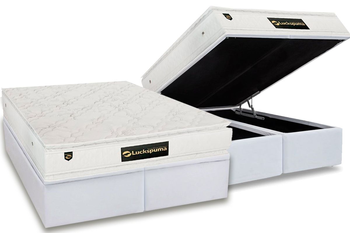 Cama Box Baú CRC +Colchão Molas Satisfaction Luckspuma