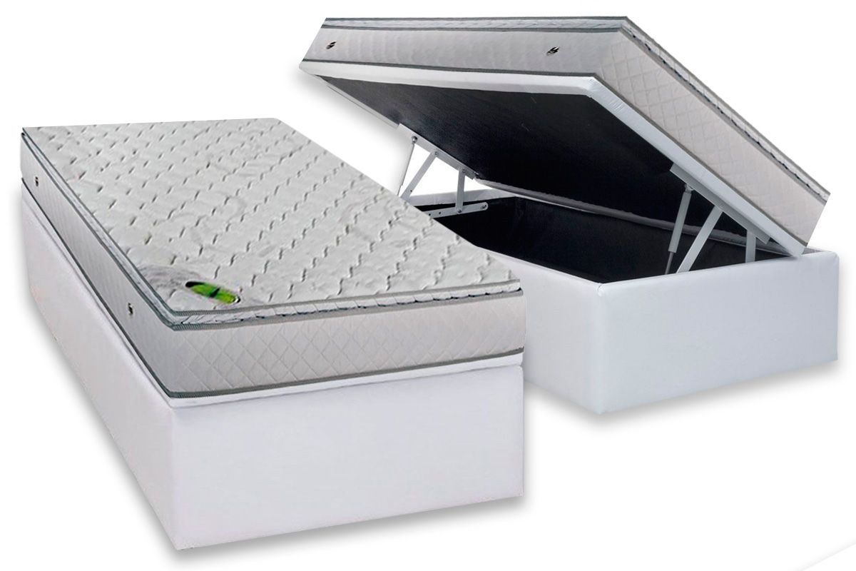 Cama Box Baú CRC +Colchão Molas Luck Luckspuma