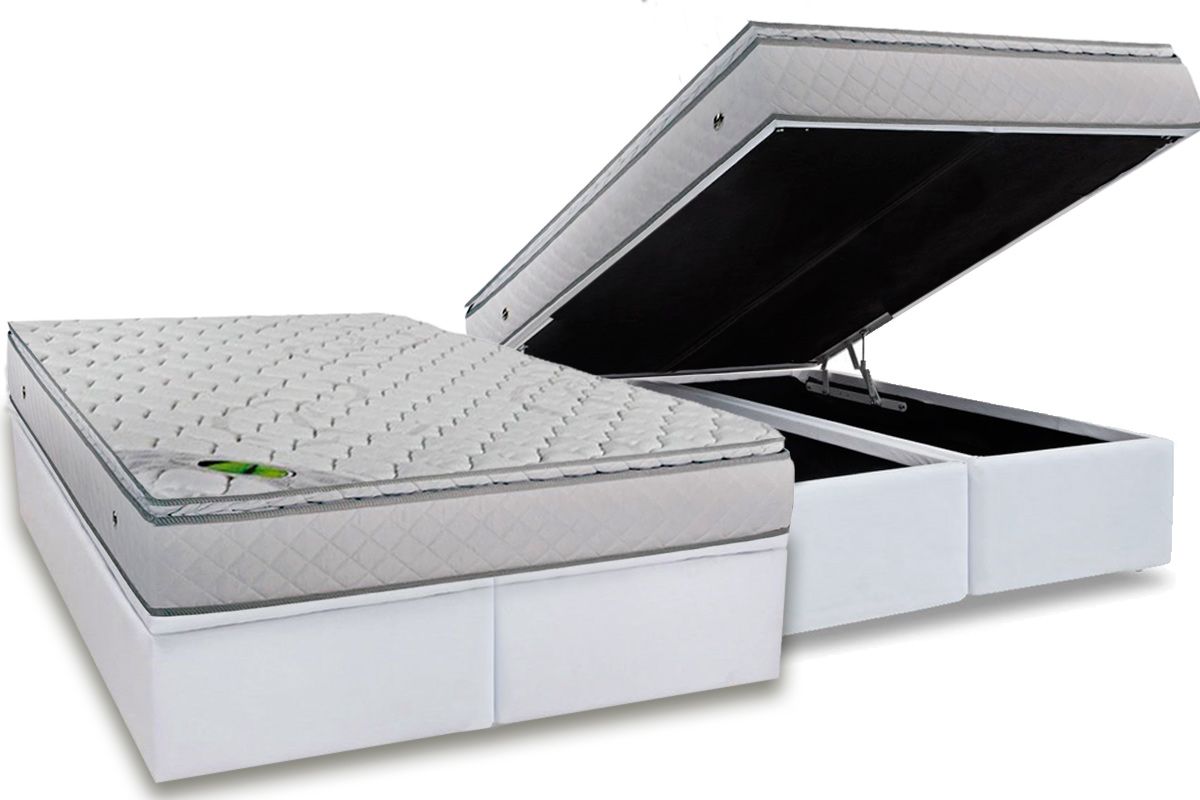 Cama Box Baú CRC +Colchão Molas Luck Luckspuma