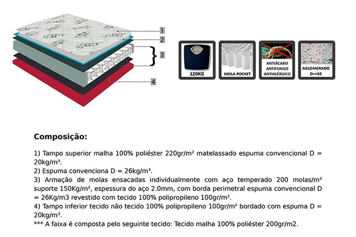 Cama Box Baú CRC +Colchão Molas Starflex Orthoflex