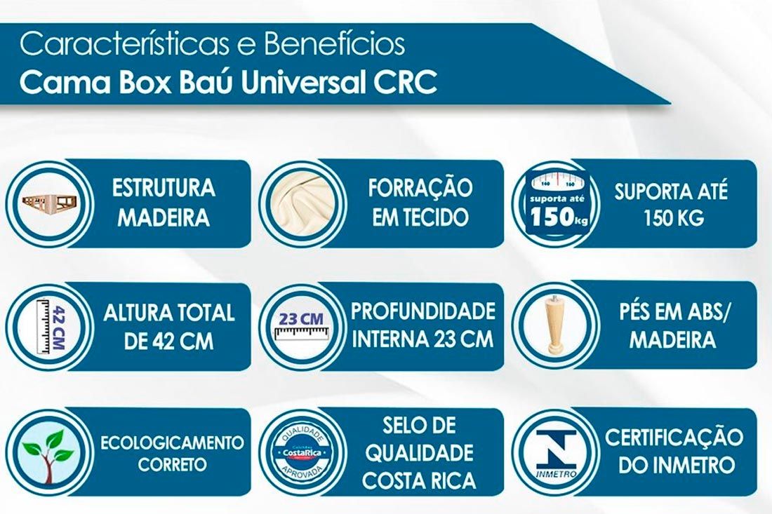 Cama Box CRC +Colchão Espuma D45 Bari Orthoflex