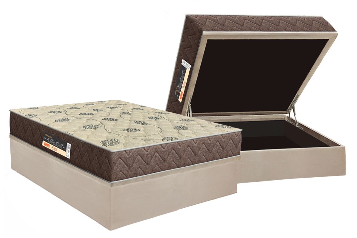 Cama Box Baú CRC +Colchão D28 Livorno Orthoflex