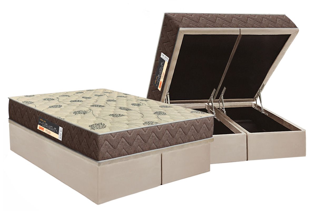 Cama Box Baú CRC +Colchão D28 Livorno Orthoflex