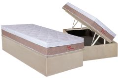 Cama Box Baú: Colchão Ortopédico Orthoflex Wood Foggia Premier + Base CRC Suede Clean