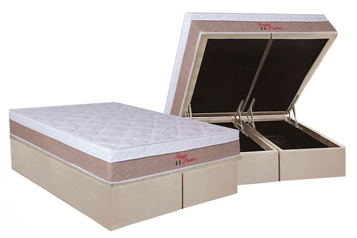 Cama Box Baú CRC +Colchão Ortopédico Premier Orthoflex