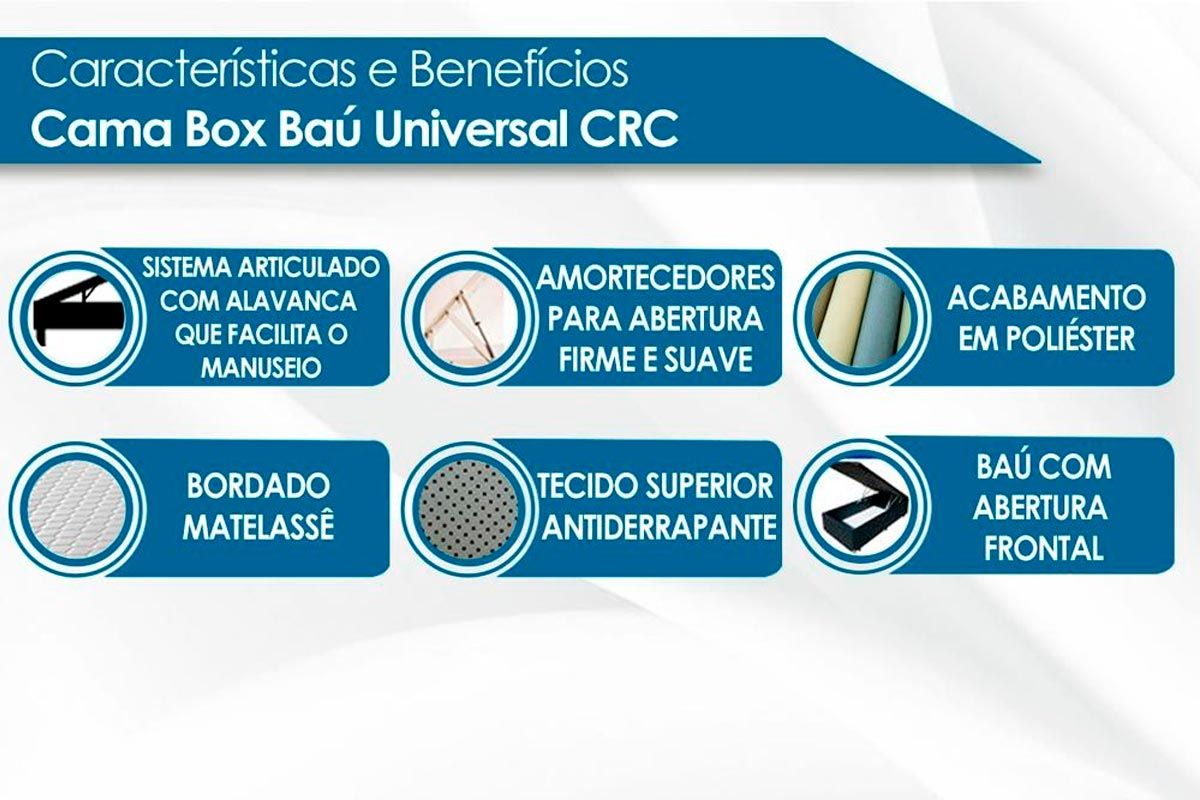 Cama Box Baú CRC +Colchão Ortopédico Premier Orthoflex