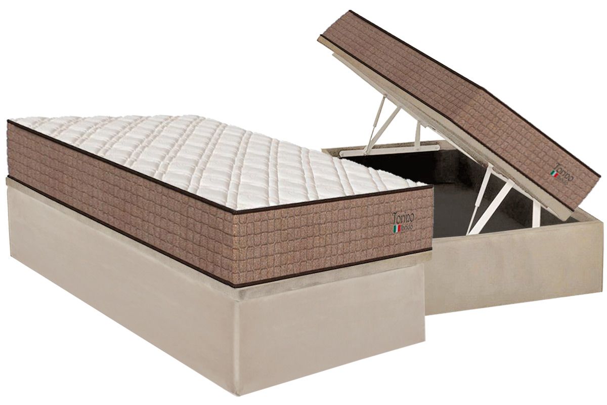 Cama Box Baú CRC +Colchão Molas Torino Orthoflex