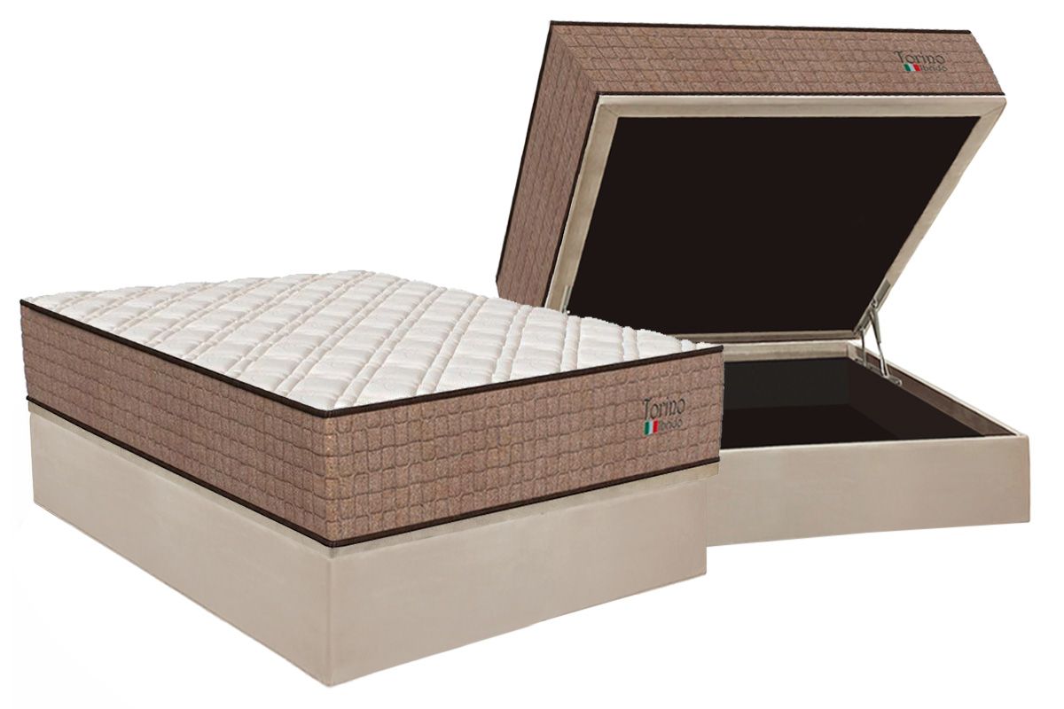 Cama Box Baú CRC +Colchão Molas Torino Orthoflex