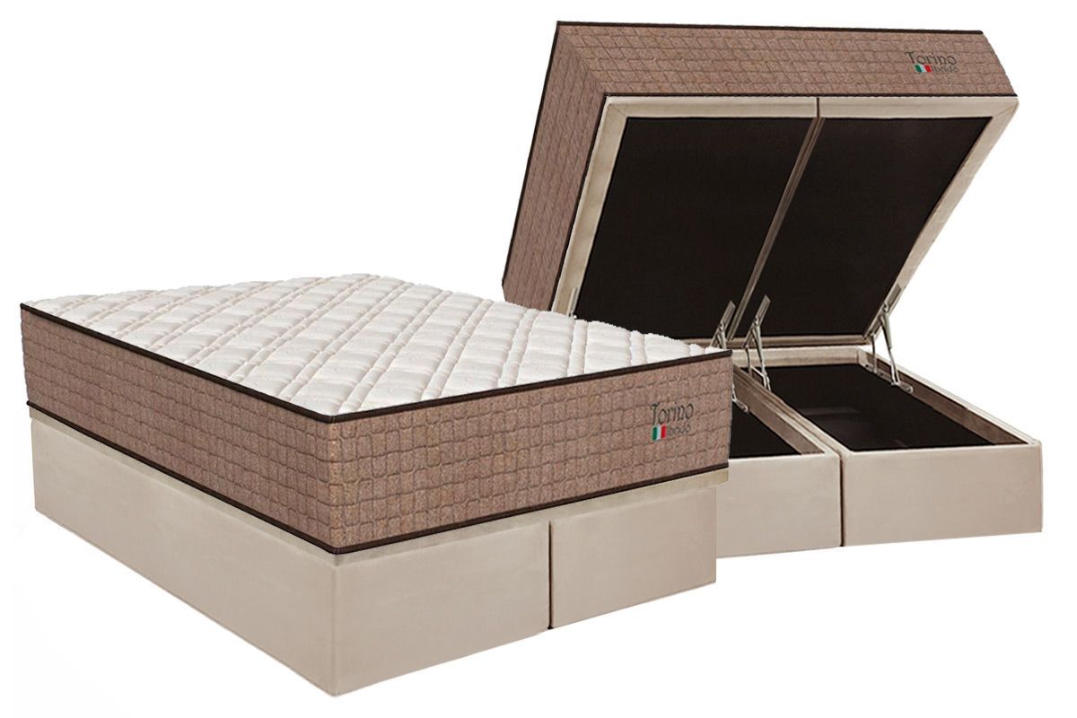 Cama Box Baú CRC +Colchão Molas Torino Orthoflex