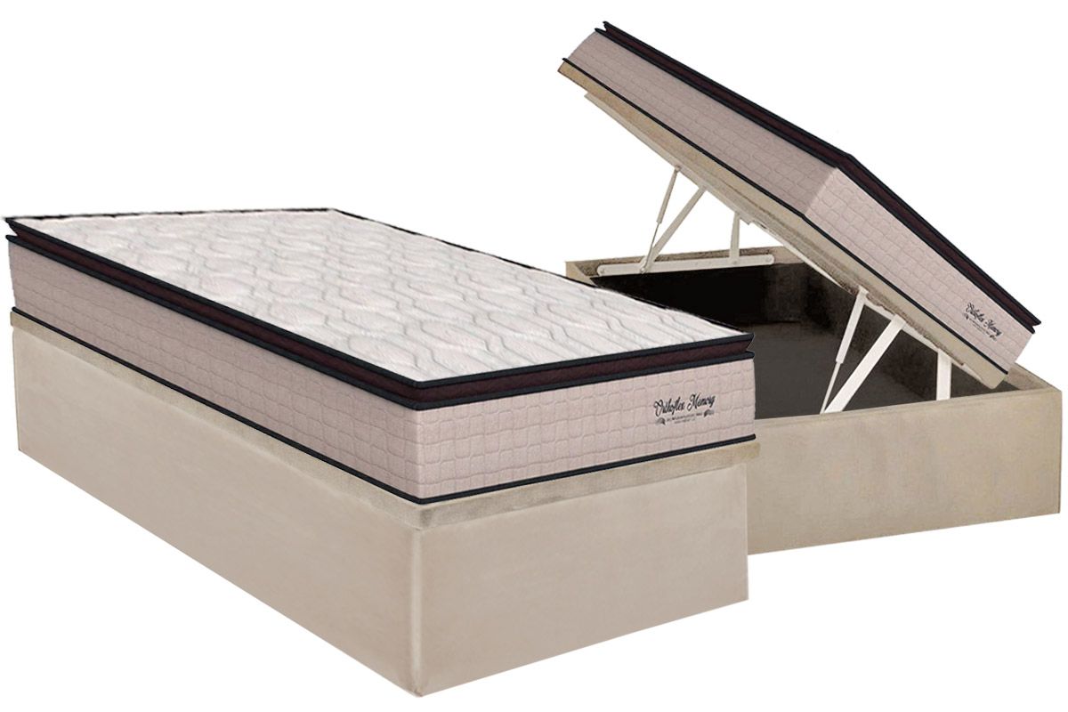 Cama Box Baú CRC +Colchão Molas Memory Orthoflex