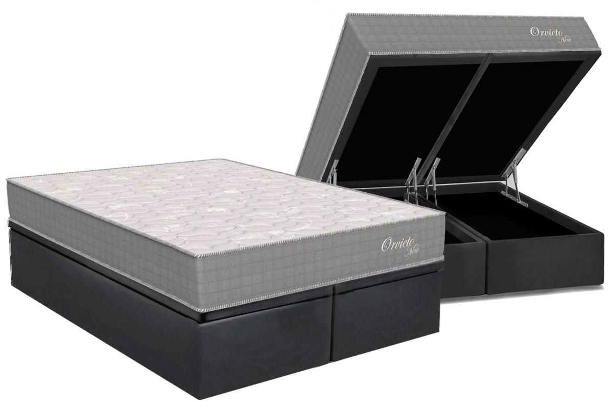 Cama Box Baú CRC +Colchão Molas Orvieto Orthoflex