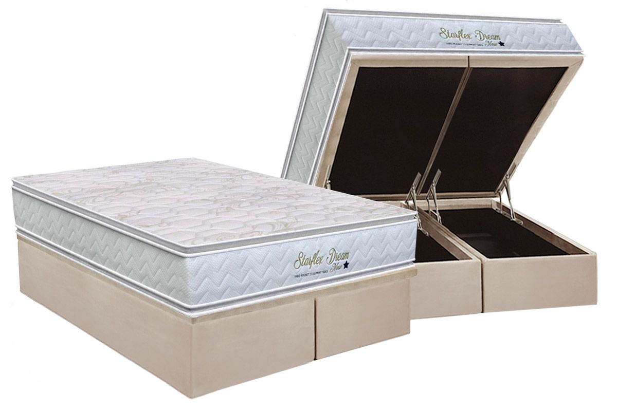 Cama Box Baú CRC +Colchão Molas Starflex Orthoflex