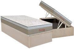 Conjunto Box Baú: Colchão Molas Orthoflex Bonnel Florença + Base CRC Suede Clean