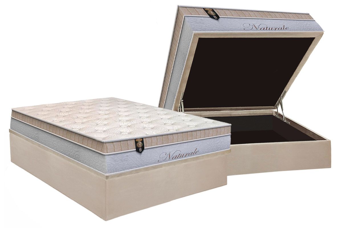 Cama Box Baú CRC +Colchão Molas Naturale Orthoflex