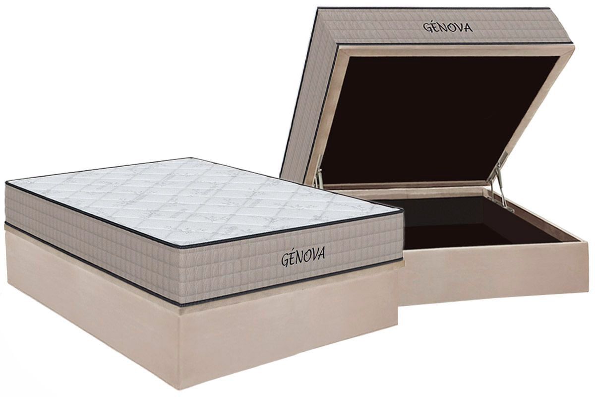 Cama Box Baú CRC +Colchão D45 Genova Orthoflex