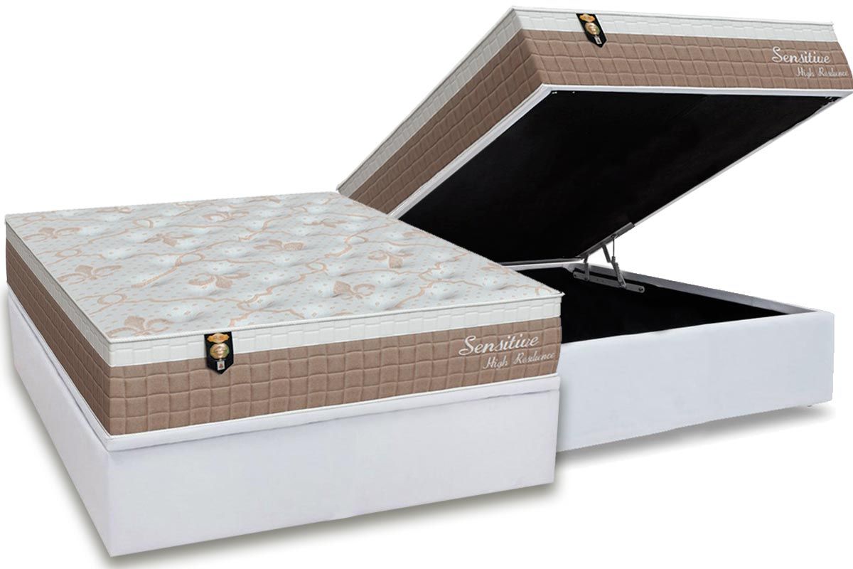 Cama Box Baú CRC +Colchão Molas Sensitive Orthoflex