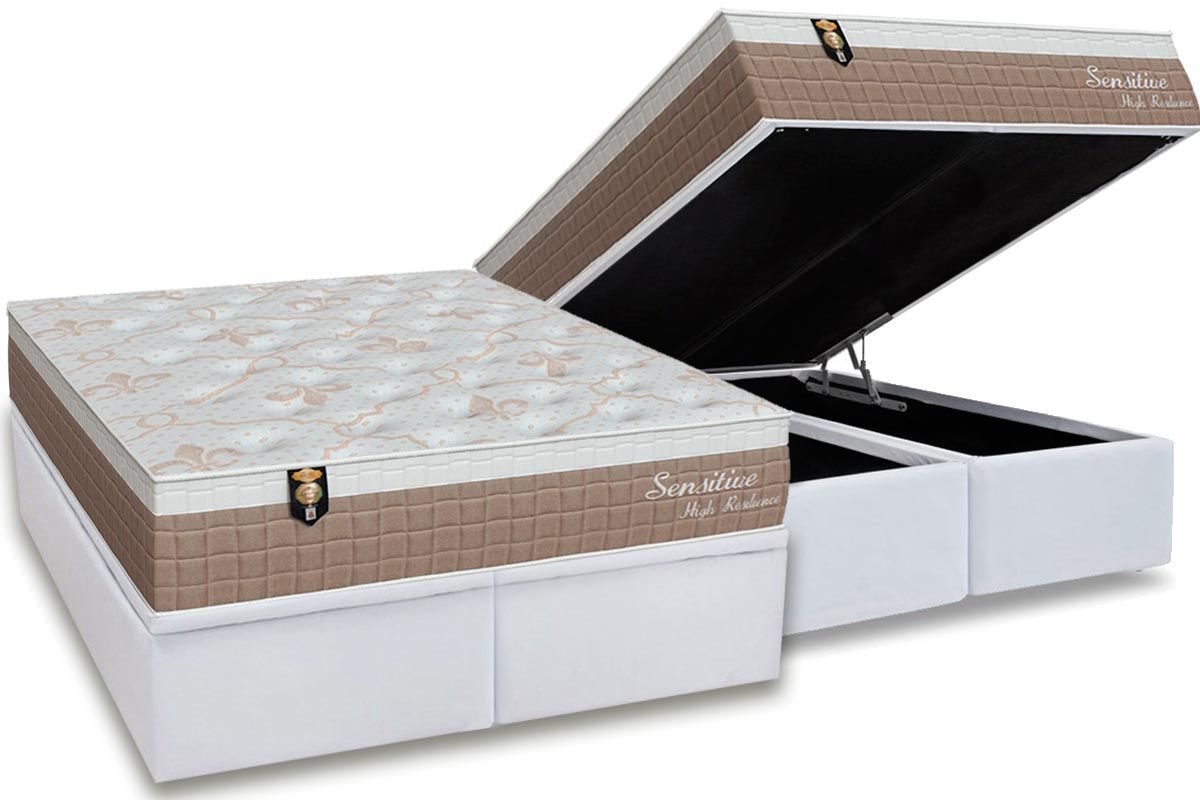 Cama Box Baú CRC +Colchão Molas Sensitive Orthoflex