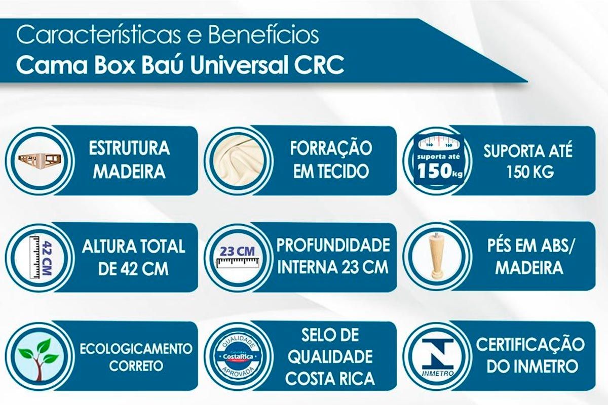 Cama Box Baú CRC +Colchão D33 Matera Orthoflex