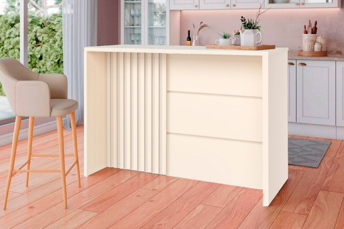 Bancada Ilha Cozinha Henn Gourmet Connect c/2 Portas 3Gavs 145cm