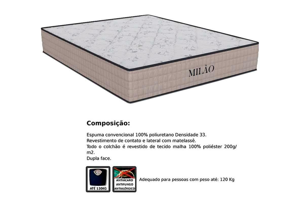 Cama Box Baú CRC +Colchão Espuma D33 Milão Orthoflex
