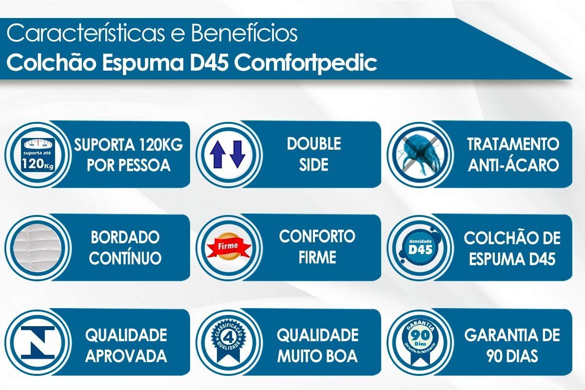 Cama Box CRC +Colchão D45 ComfortPedic Orthoflex