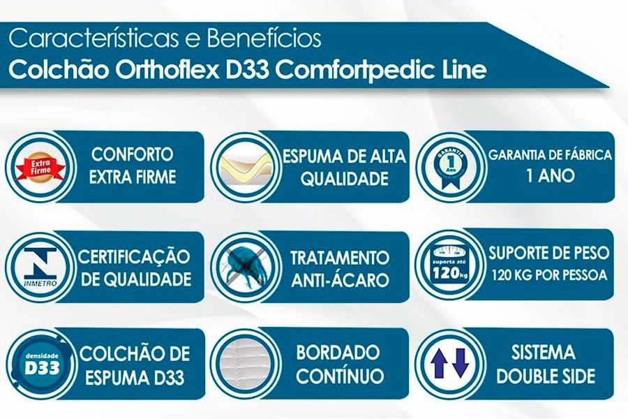 Cama Box Baú CRC +Colchão D33 ComfortPedic Orthoflex