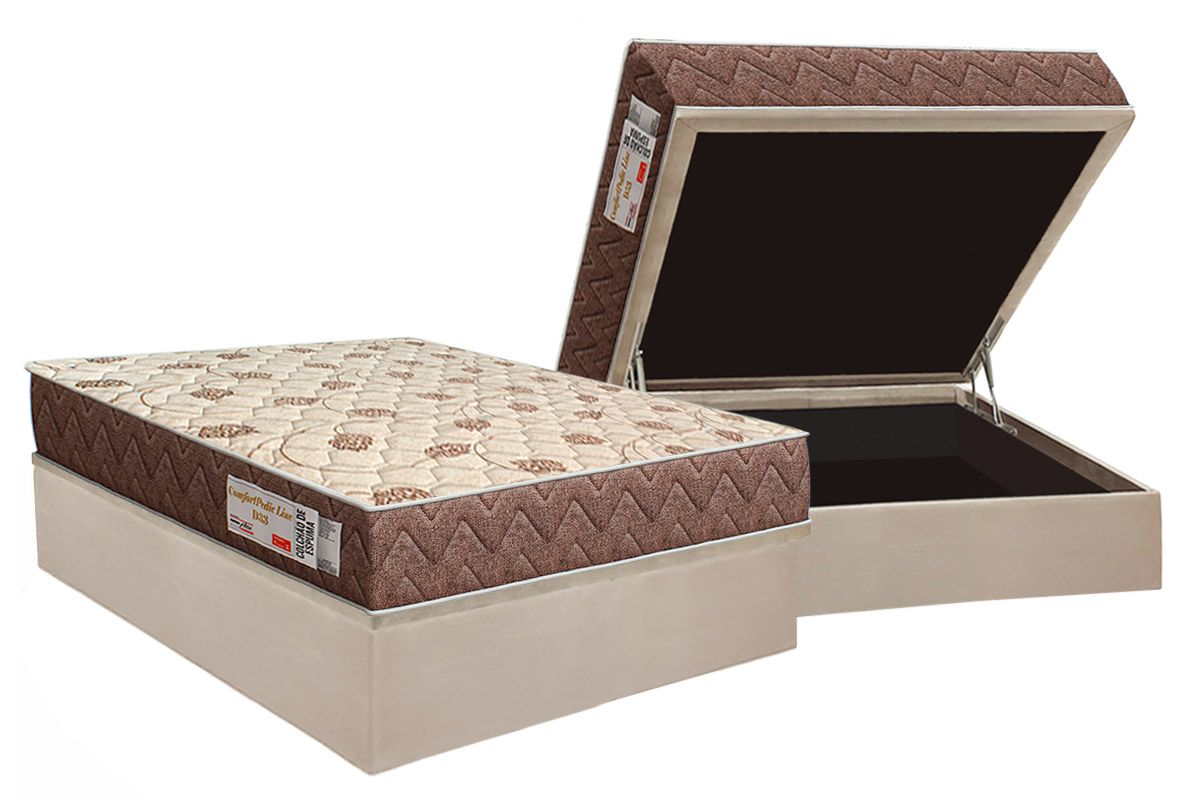 Cama Box Baú CRC +Colchão D33 ComfortPedic Orthoflex