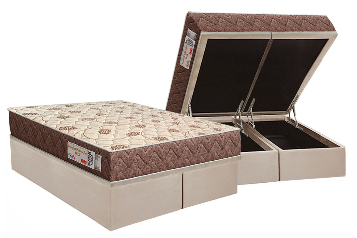 Cama Box Baú CRC +Colchão D33 ComfortPedic Orthoflex