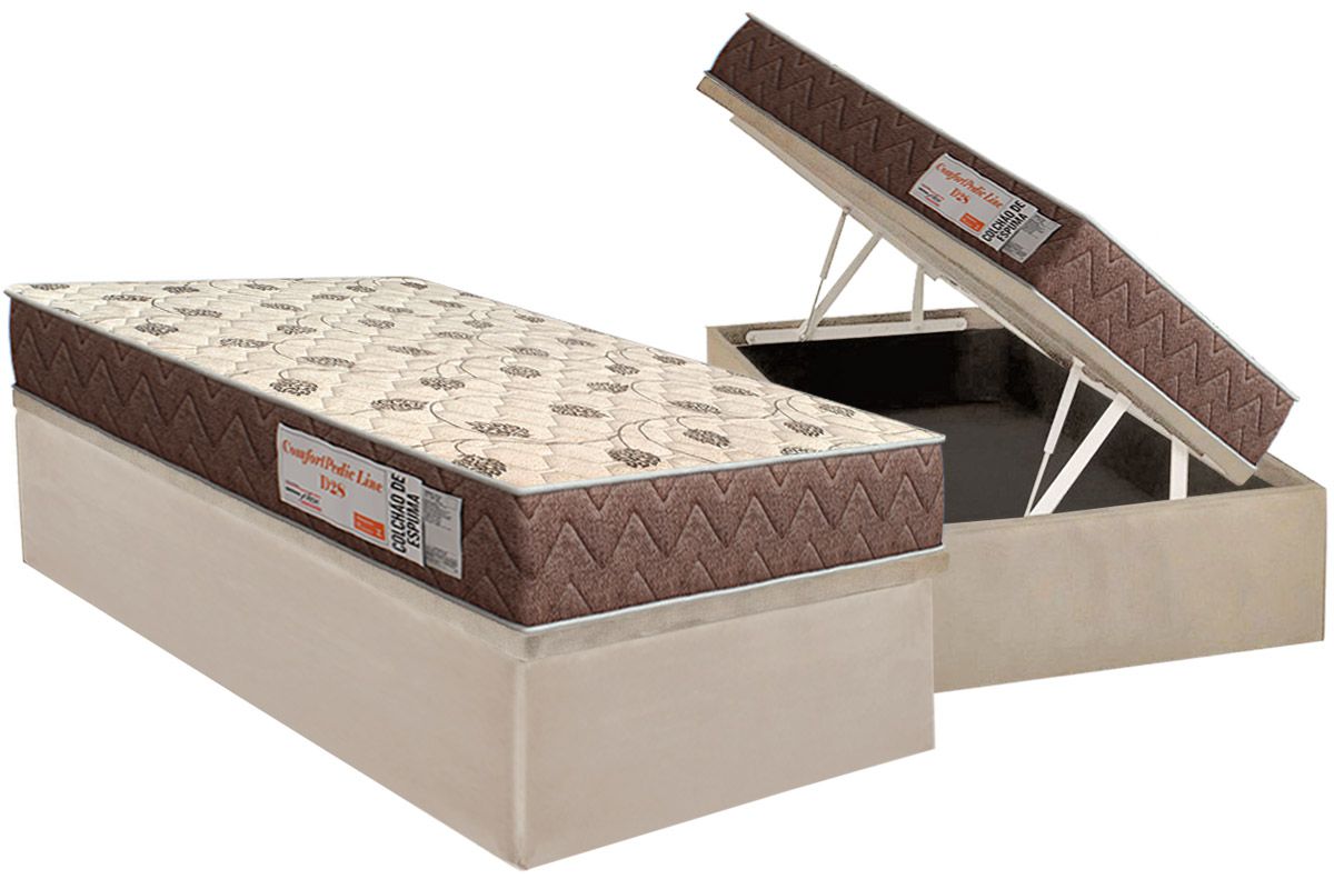 Cama Box Baú CRC +Colchão D28 ComfortPedic Orthoflex
