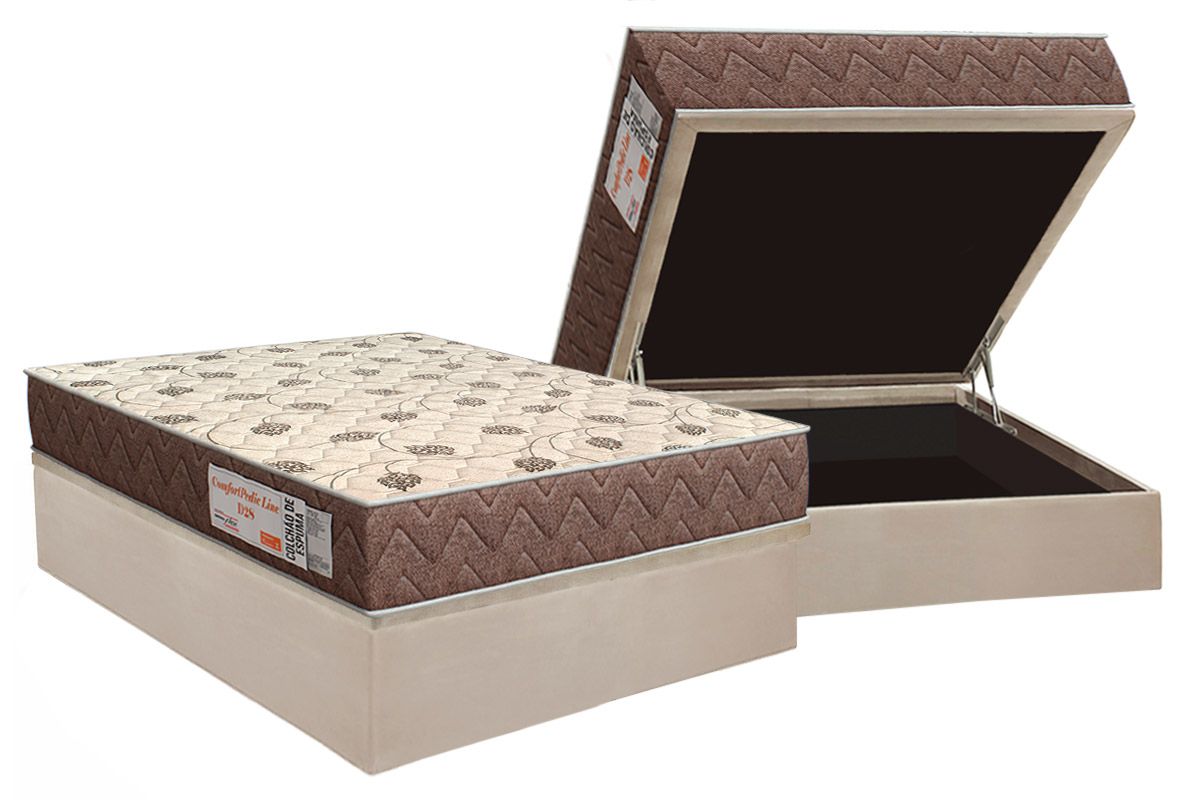 Cama Box Baú CRC +Colchão D28 ComfortPedic Orthoflex