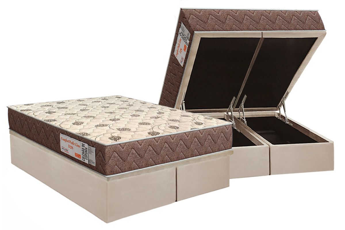 Cama Box Baú CRC +Colchão D28 ComfortPedic Orthoflex