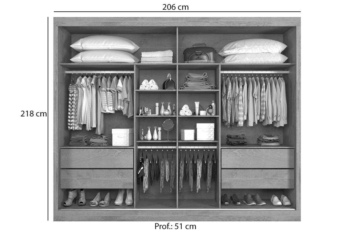 Guarda Roupa Casal 2 Portas de Correr e 4 Gavetas Atlanta Europa Guarda Roupa Casal 2 Portas de Correr e 4 Gavetas Atlanta Europa