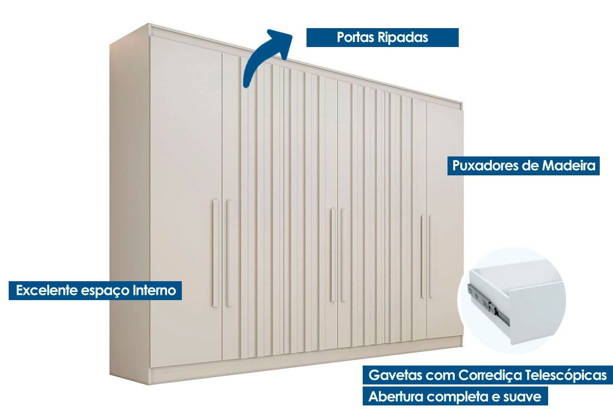Guarda Roupa Casal 6 Portas 4Gavs Oxford Europa
