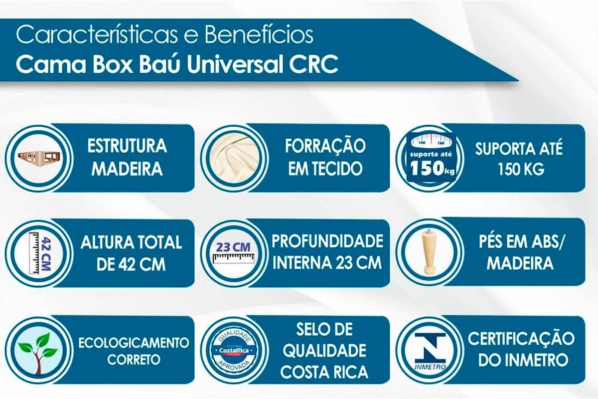 Cama Box Baú CRC +Colchão D28 ComfortPedic Orthoflex