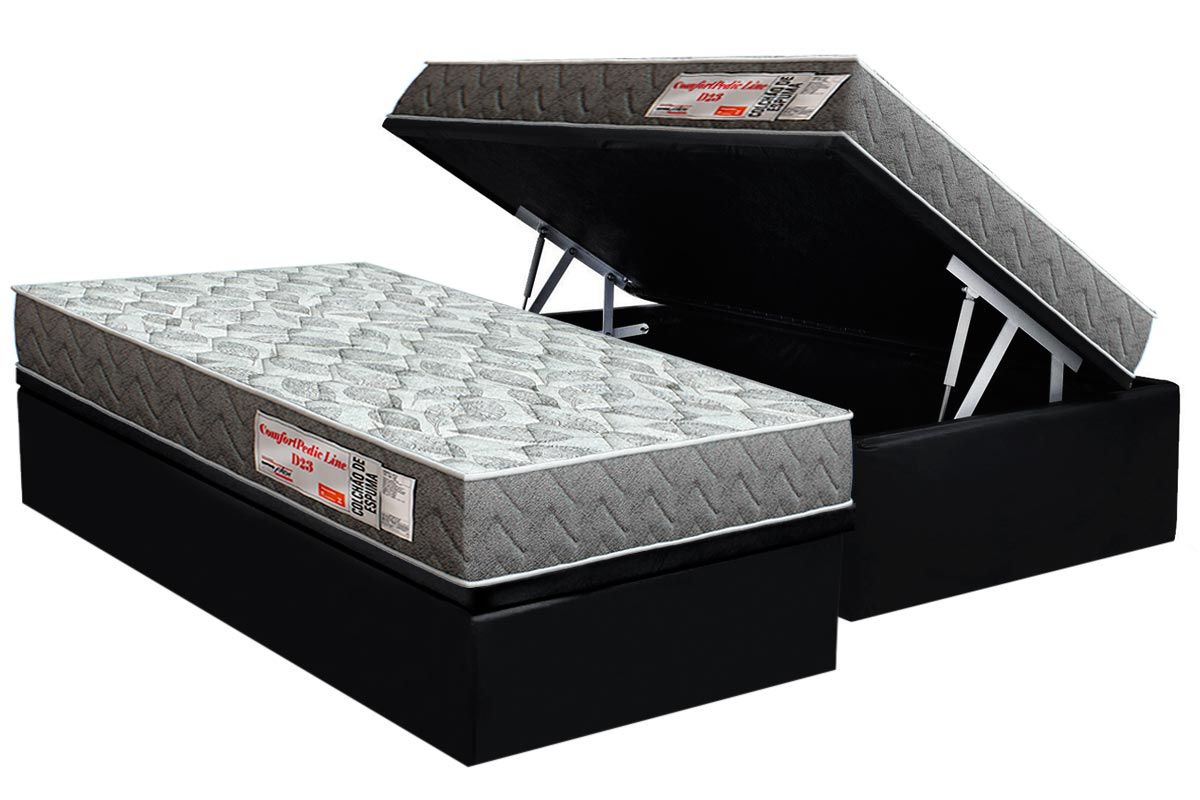 Cama Box Baú CRC +Colchão D23 ComfortPedic Orthoflex