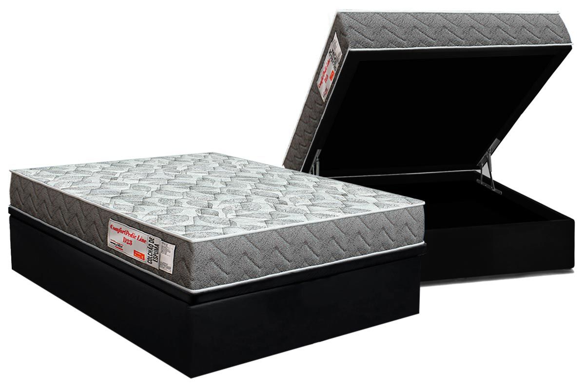 Cama Box Baú CRC +Colchão D23 ComfortPedic Orthoflex
