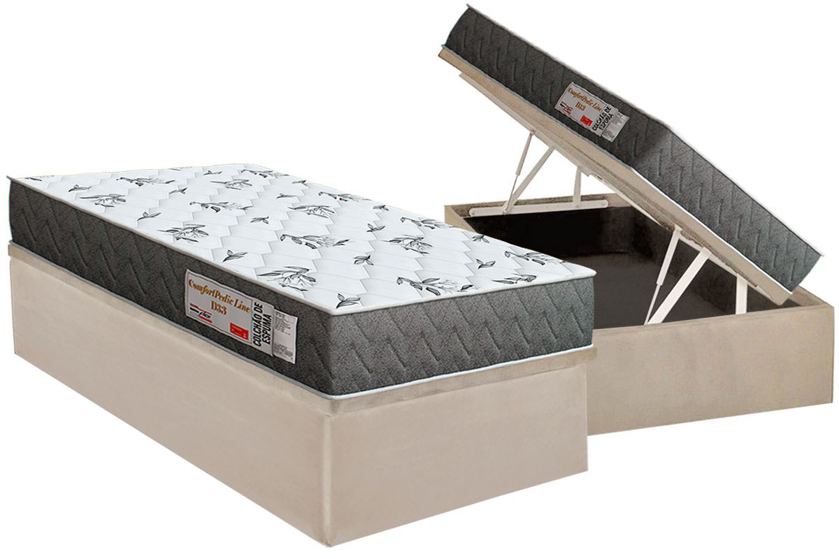Cama Box Baú CRC +Colchão D33 ComfortPedic Orthoflex
