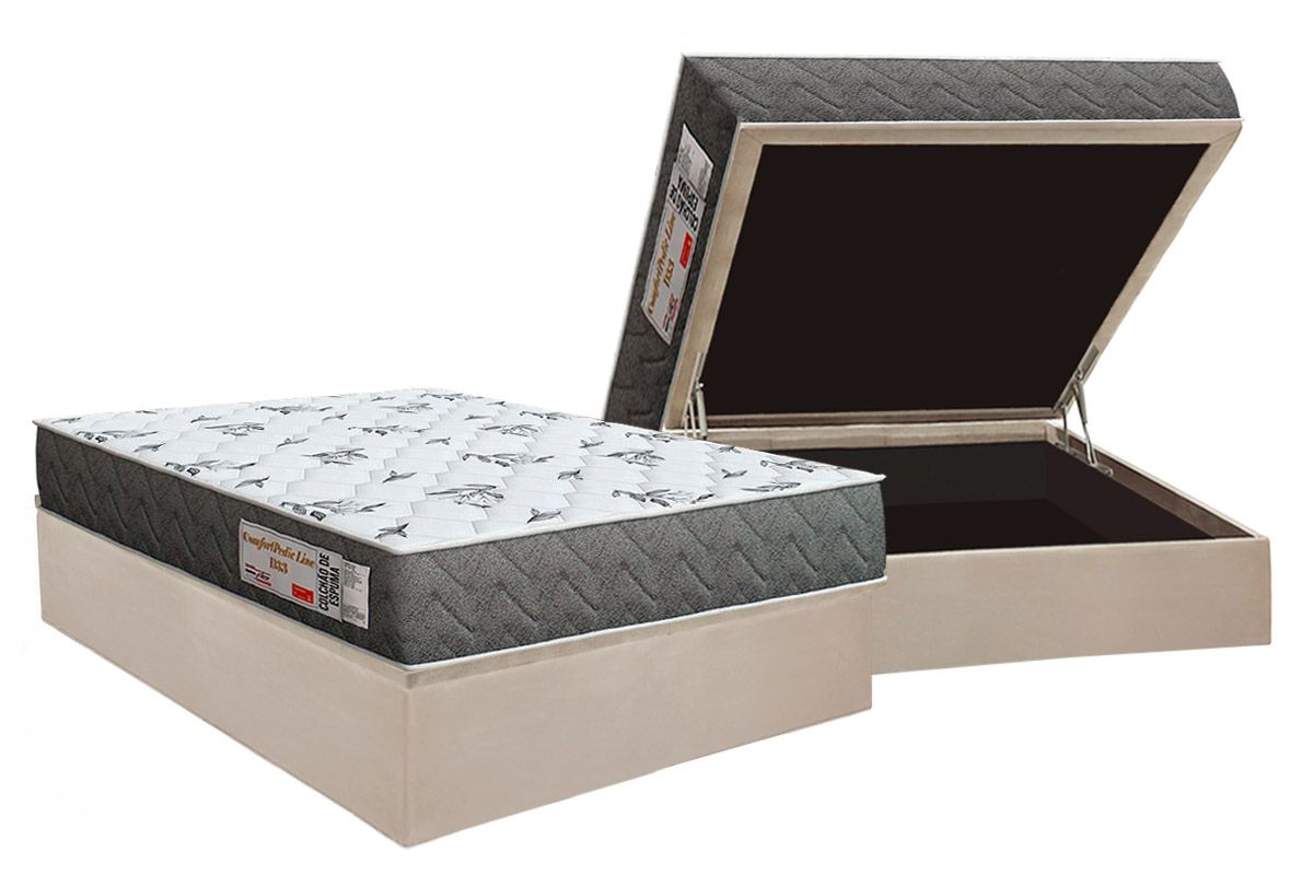 Cama Box Baú CRC +Colchão D33 ComfortPedic Orthoflex