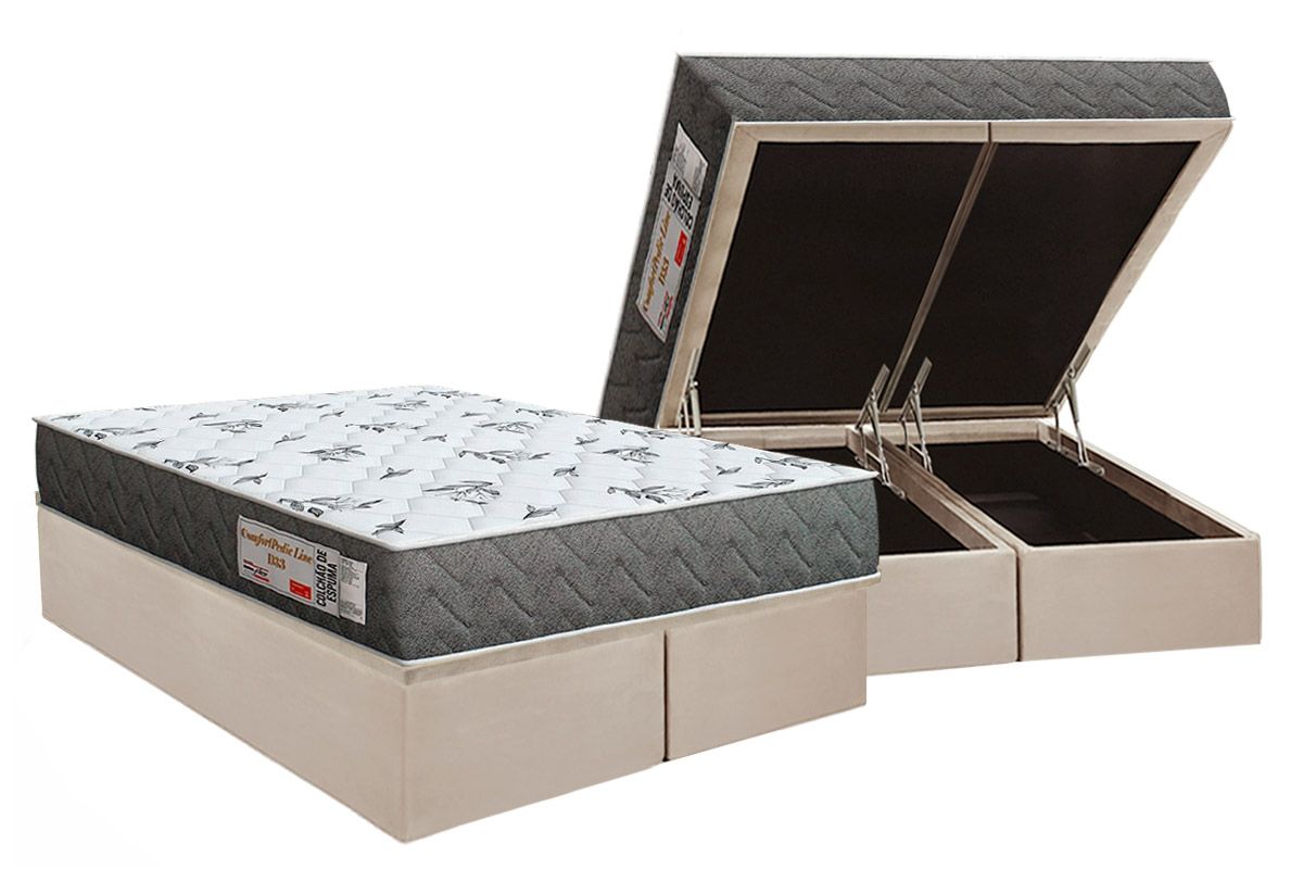 Cama Box Baú CRC +Colchão D33 ComfortPedic Orthoflex
