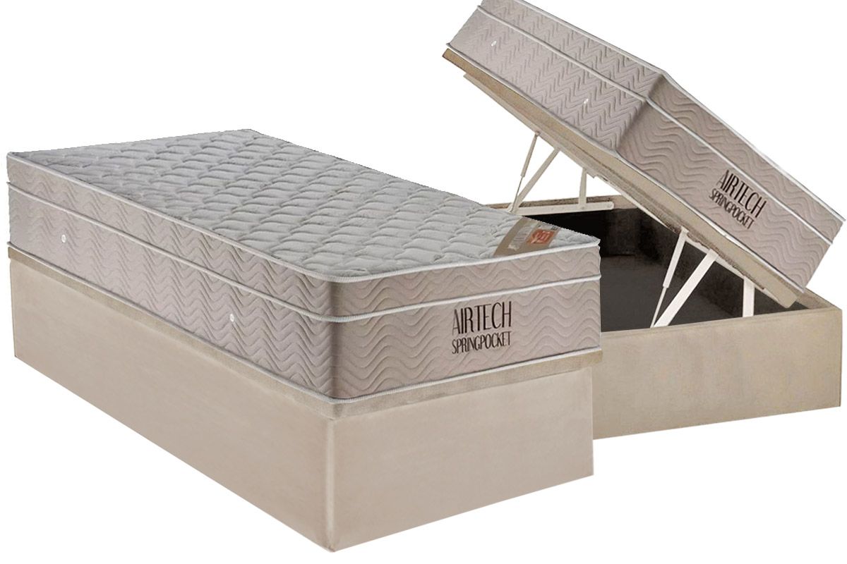 Cama Box Baú CRC +Colchão Molas Airtech Ortobom
