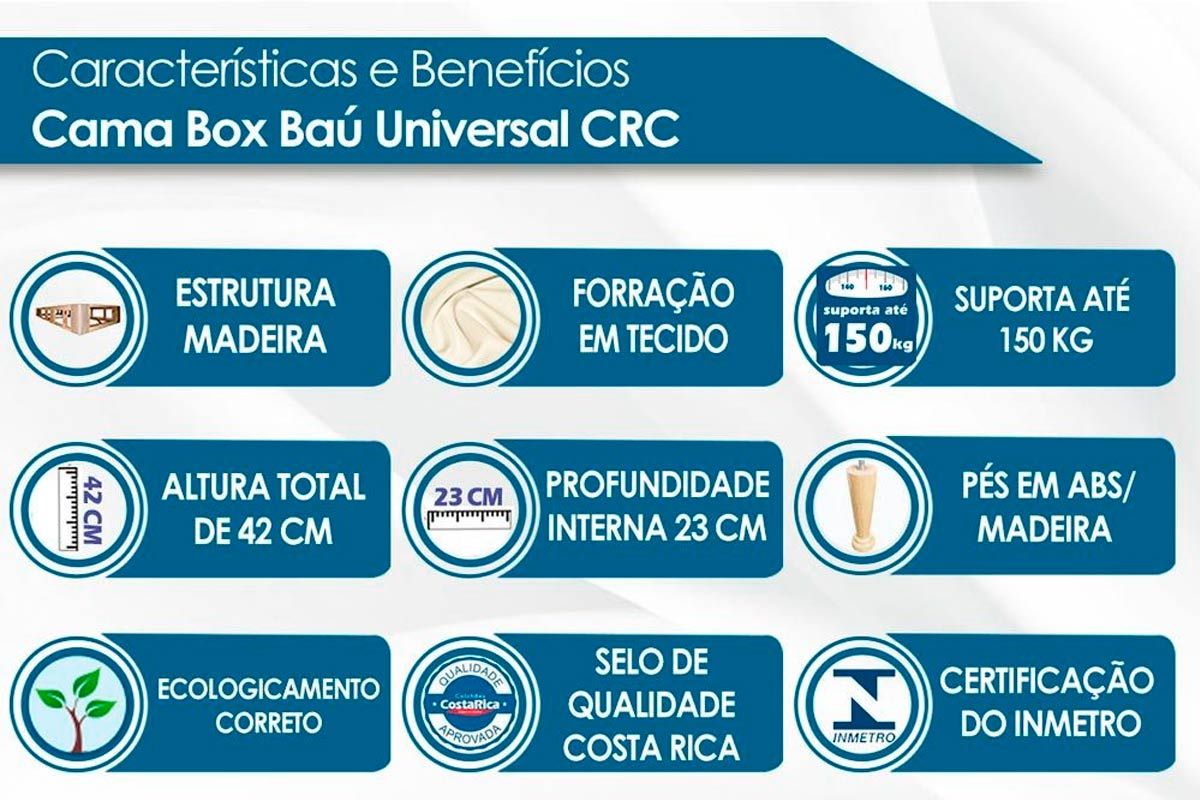 Cama Box Baú CRC +Colchão Molas Orthotel Ortobom