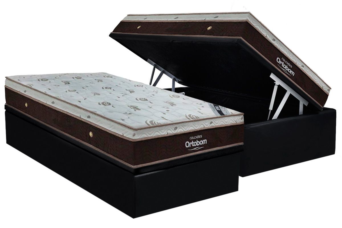 Cama Box Baú CRC +Colchão Molas Sleep King Ortobom