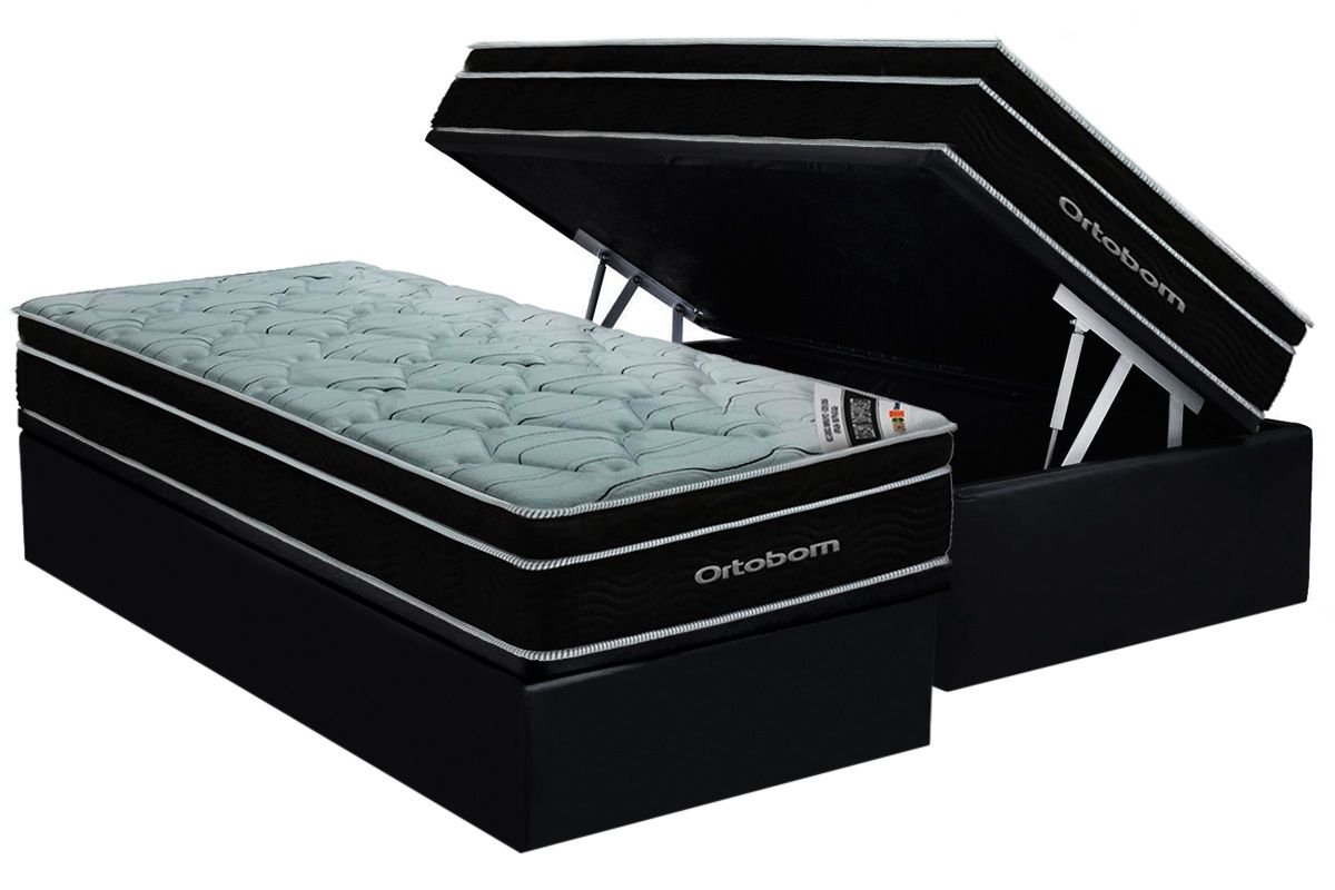 Cama Box Baú CRC +Colchão Molas Elegant Ortobom