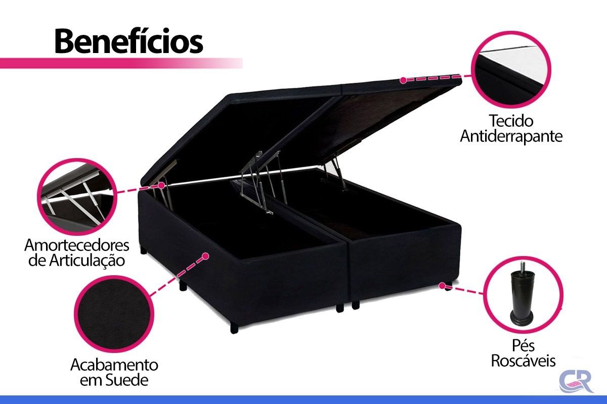 Cama Box Baú CRC +Colchão Molas Elegant Ortobom