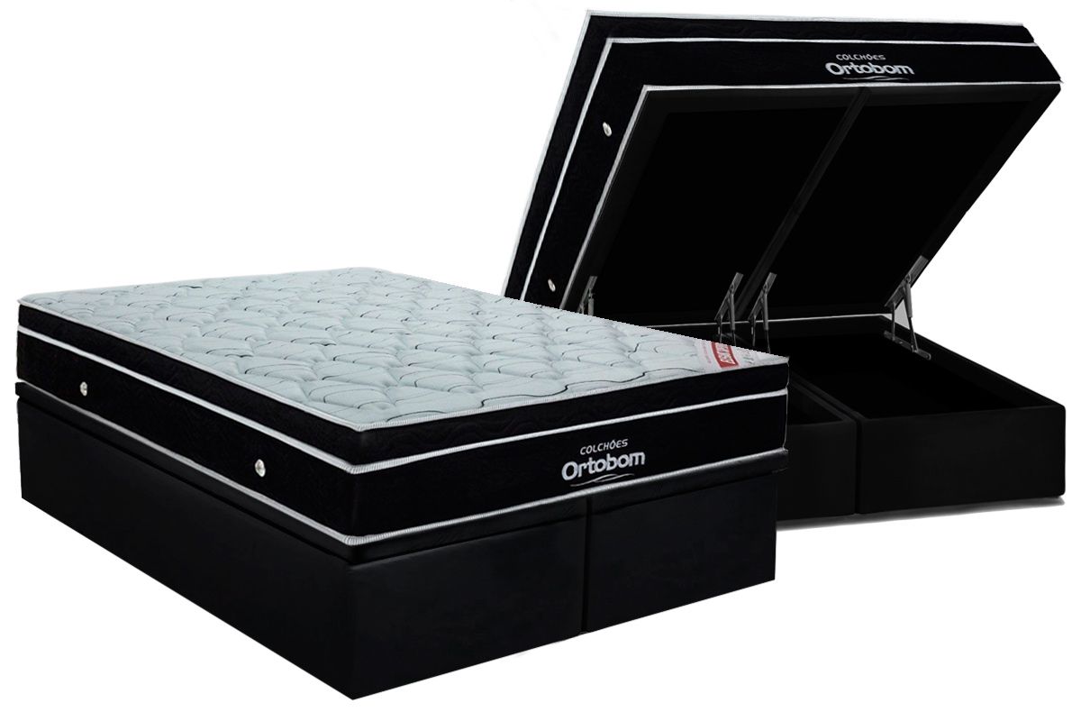 Cama Box Baú CRC +Colchão Molas Elegant Ortobom