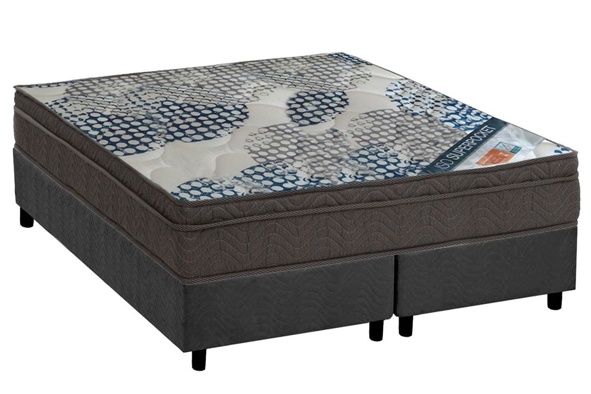 Cama Box CRC +Colchão Molas ISO Ortobom